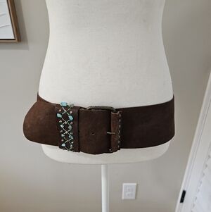 Vintage Boho GARUGLIERI Wide Leather Festival Belt made in Italy